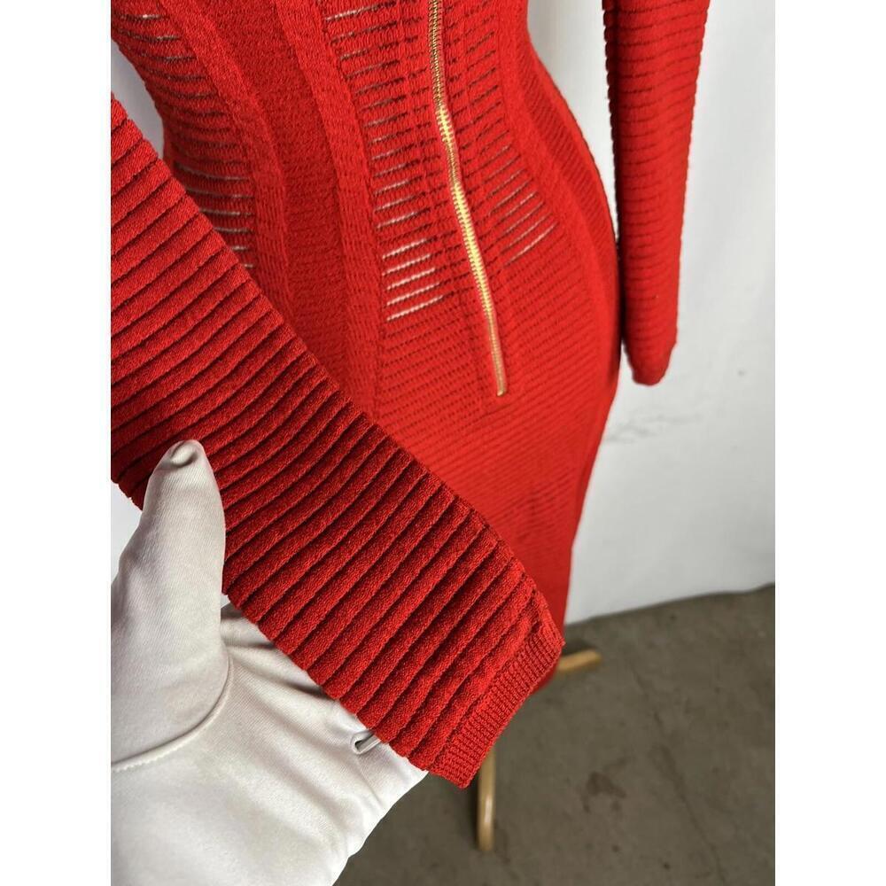 Balmain Off-The-Shoulder Knit Maxi Dress Red - Picture 5 of 6